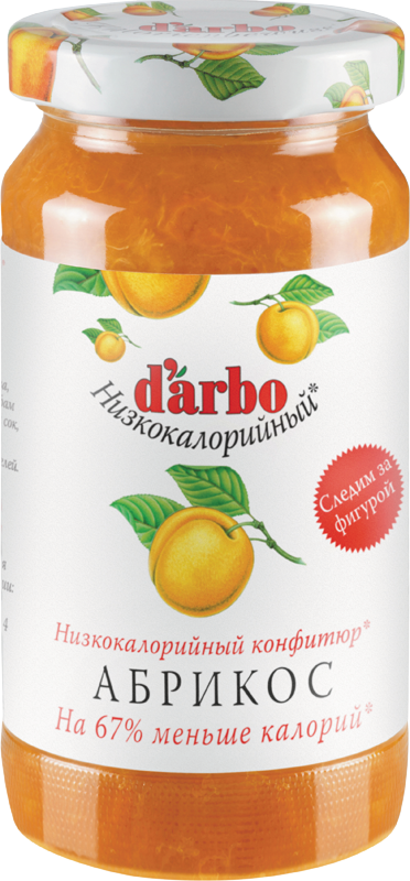 Конфитюр D`arbo Абрикос с пониженной калорийностью (60% фруктов), 220г