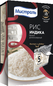 Рис Мистраль белый длиннозерный Индика в пакетах для варки, 5×80 г