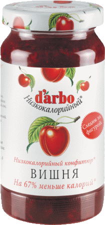 Конфитюр D`arbo Вишня с пониженной калорийностью (60% фруктов), стекло 220г